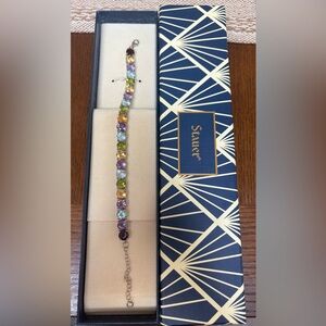 New in Box Stauer Multi Gemstone Tennis Bracelet